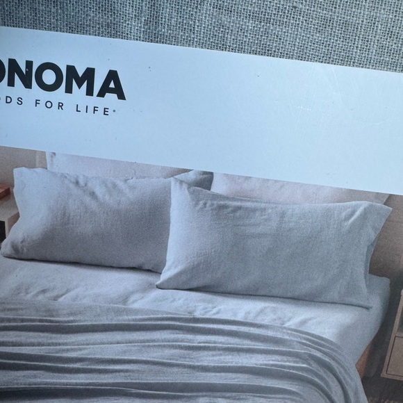 Queen Size Linen Light Weight Complete Sheet Set BRAND NEW Grey/Blue Bedding - Picture 3 of 7